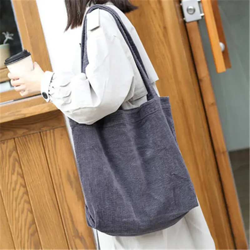 327HB1314_120459.webp Women Leisure Large Capacity Simple Corduroy Shopping Bag - Image 1