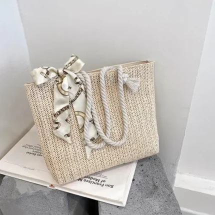 Women Casual Bow Decoration Large Capacity Shoulder Bag