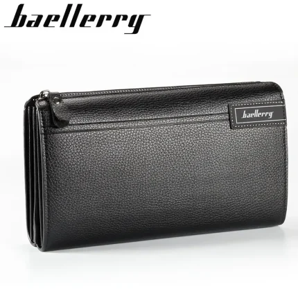 Men Clutch Bag Business Casual Large Capacity Lychee Pattern Zipper Clutch Wallet