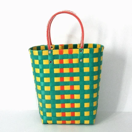 Women Casual Woven Design Plaid Large Capacity Tote Bag